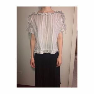 Madewell striped white blouse